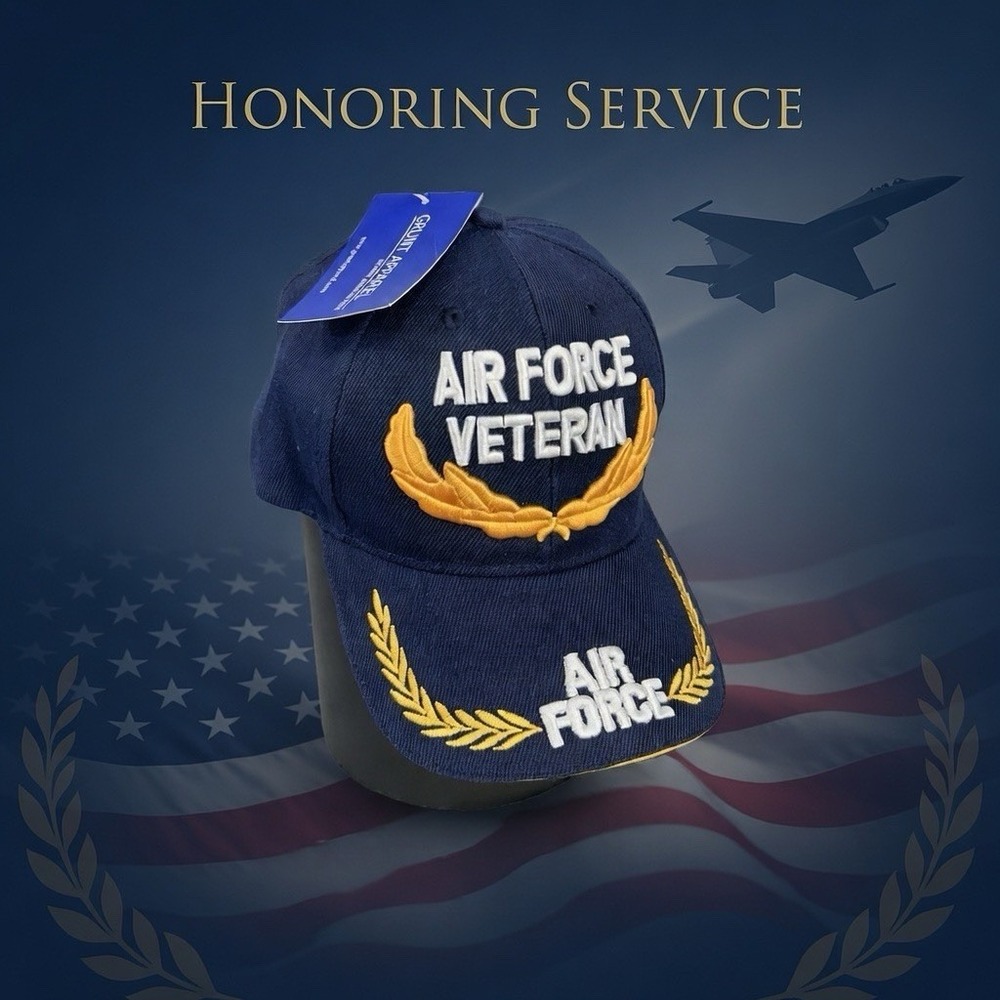 Usa Air Force Veteran Grunt Apparel Blue Ball Cap Embroidered